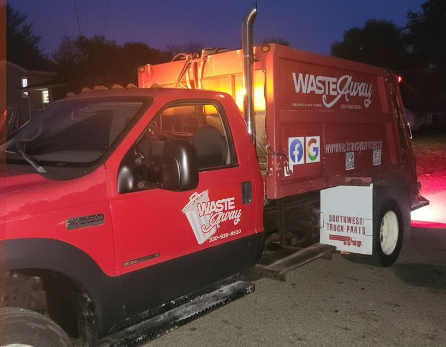 red waste truck